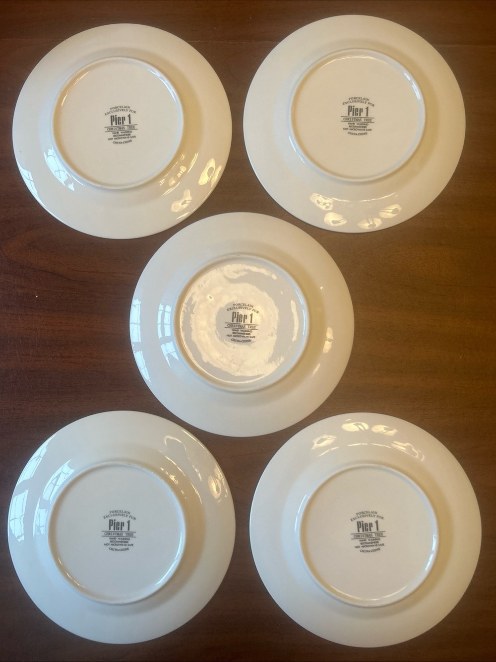 Pier 1 Christmas Tree Porcelain Dessert/Salad Plates 7.5" Set of 5 - Picture 2 of 8